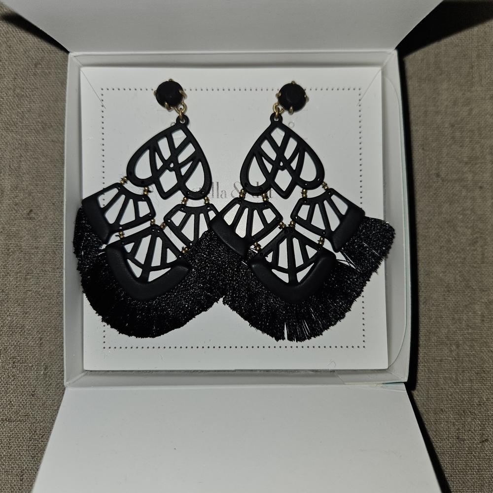 Stella & Dot Black Statement Earrings